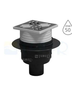 Vpusť podlahová SI5PC00 spodní odpad 50mm, výška 62mm, nerezová mřížka Fabrieksprijs