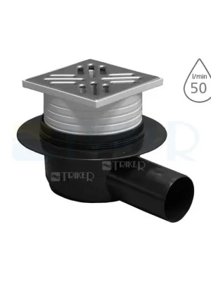Nízká Cena Vpusť podlahová se suchou klapkou SI50C01 boční odpad 50 mm, výška 62 mm, nerezová mřížka