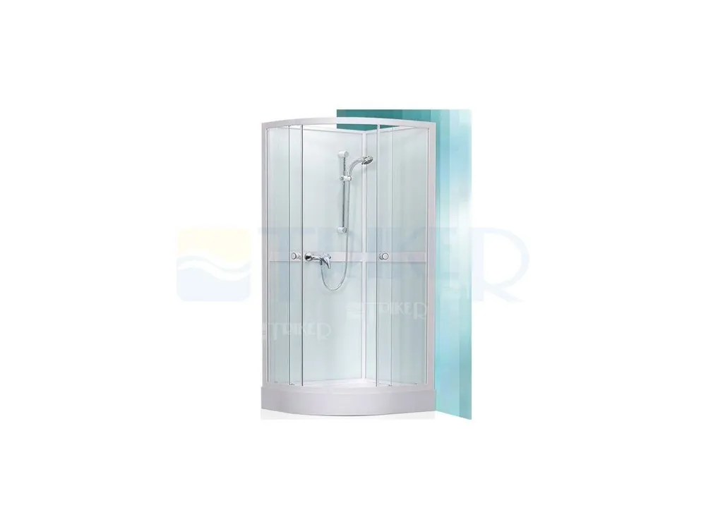 Simple sprchový box 800 profil bílý, výplň transparent + vanička a baterie Beperkte Voorraad