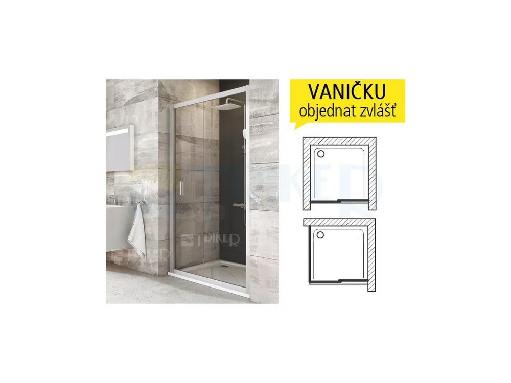 Merkproduct BLDP2 sprchové dveře BLDP2-100 (970-1010mm) profil satin, výplň transparent