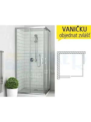LLS2 sprchový kout s posuvnými dveřmi LLS2/800 (775-790mm), profil brillant, výplň transparent Pouze Dnes