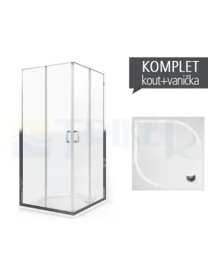 Komplet LLS 2/900 sprchový kout profil brillant, výplň transparent + vanička Aloha-M z litého mramoru 90 x 90 x 3 cm Časově Omezené