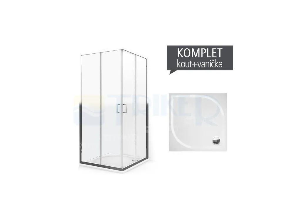 Komplet LLS 2/900 sprchový kout profil brillant, výplň transparent + vanička Aloha-M z litého mramoru 90 x 90 x 3 cm Tijdelijk Beschikbaar