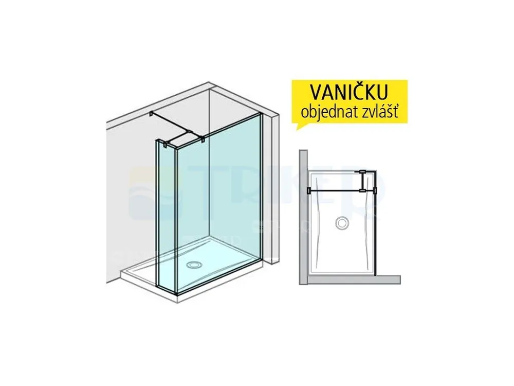 Pure boční stěna dlouhá včetně krátkého skla 120 x 20 cm, výplň transparent Direct Beschikbaar