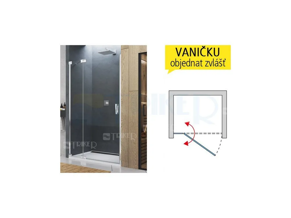 Weekendaanbieding CA13 Sprchové dveře s pevnou stěnou pravé 1400/2000, profil aluchrom, výplň čiré sklo