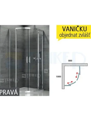 TOPR sprchový kout asymetrický 1000 x 800 pravy, profil aluchrom, výplň čiré sklo Goedkoop
