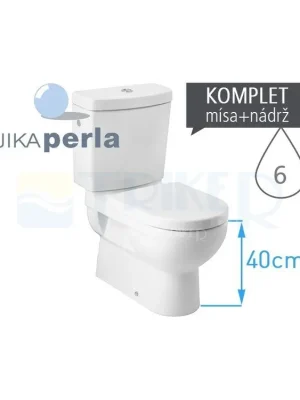 Časově Omezené Mio klozet kombinační 40 cm VARIO odpad, boční napouštění, délka 68 cm, bílý/PERLA