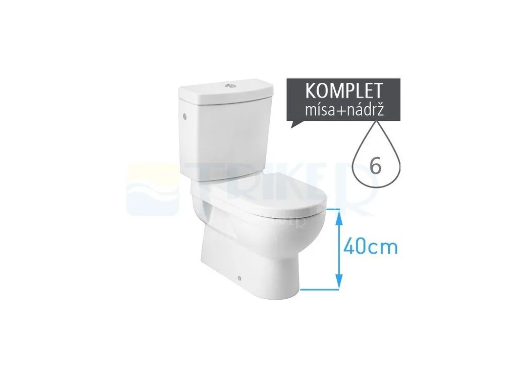 Mio klozet kombinační 40 cm VARIO odpad, spodní napouštění, délka 68 cm, bílý Bestel Nu