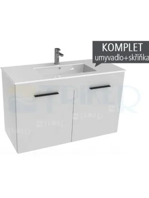 Certifikovaný Cube skříňka s 2 dveřmi s umyvadlem 100 x 43 cm bílá, úchytky antracit