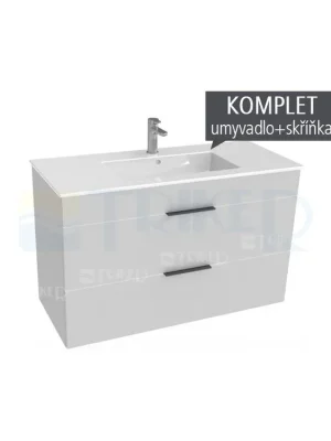 Actieprijs Cube skříňka s 2 zásuvkami s umyvadlem 100 x 43 cm bílá, úchytky antracit