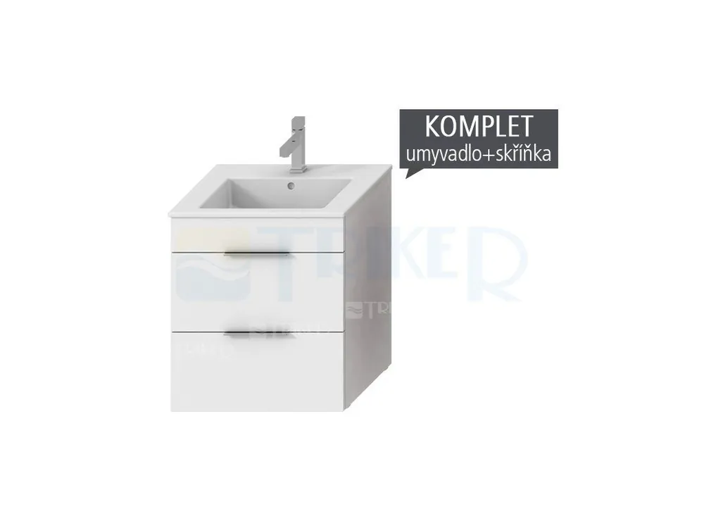 Express Levering Cube skříňka s 2 zásuvkami s umyvadlem 55 x 43 cm bílá úchytky antracit