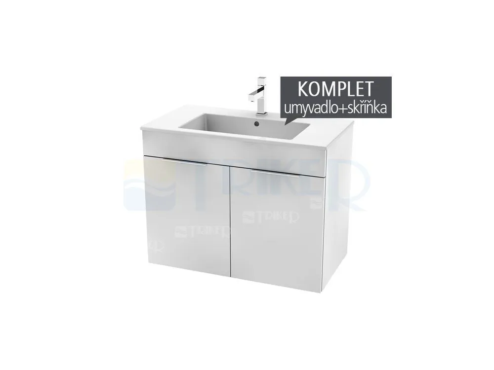 Shop Nu Cube skříňka s 2 dveřmi s umyvadlem 80 x 43 cm bílá, úchytky antracit