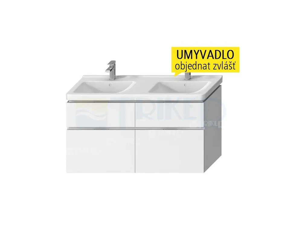 Hoge Kwaliteit Cubito skříňka se 4 zásuvkami pod dvojumyvadlo 130 x 48,5 cm, bílá/lesklý lak