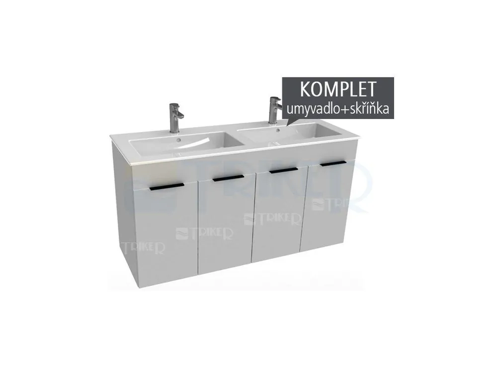 Favoriet Cube skříňka s 4 dveřmi s dvojumyvadlem 120 x 43 cm bílá, úchytky antracit
