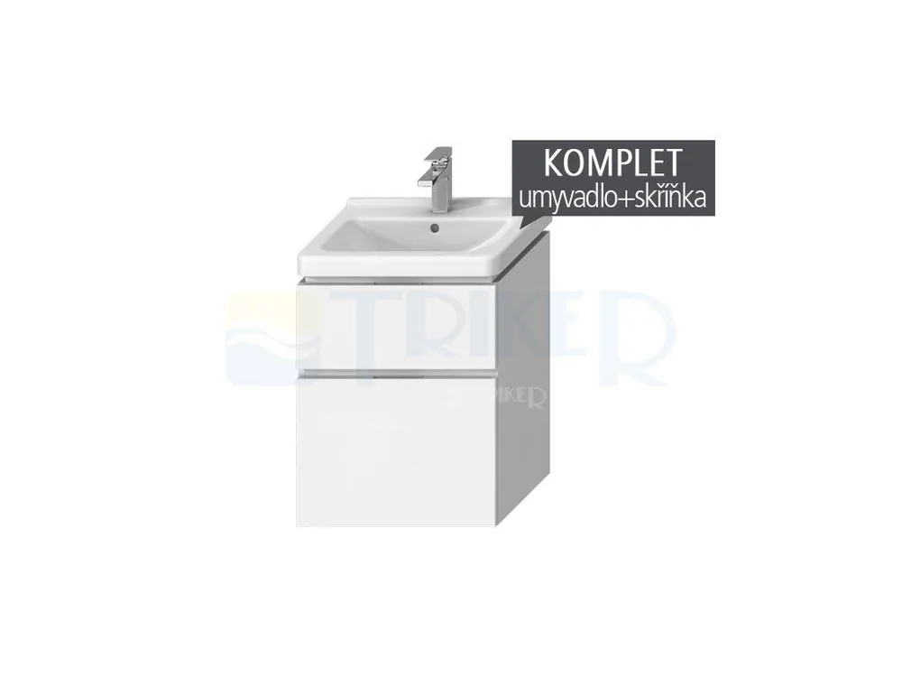 Komplet Cubito skříňka se 2 zásuvkami s umyvadlem 55 x 42 cm, bílá/lesklý lak Betrouwbaar