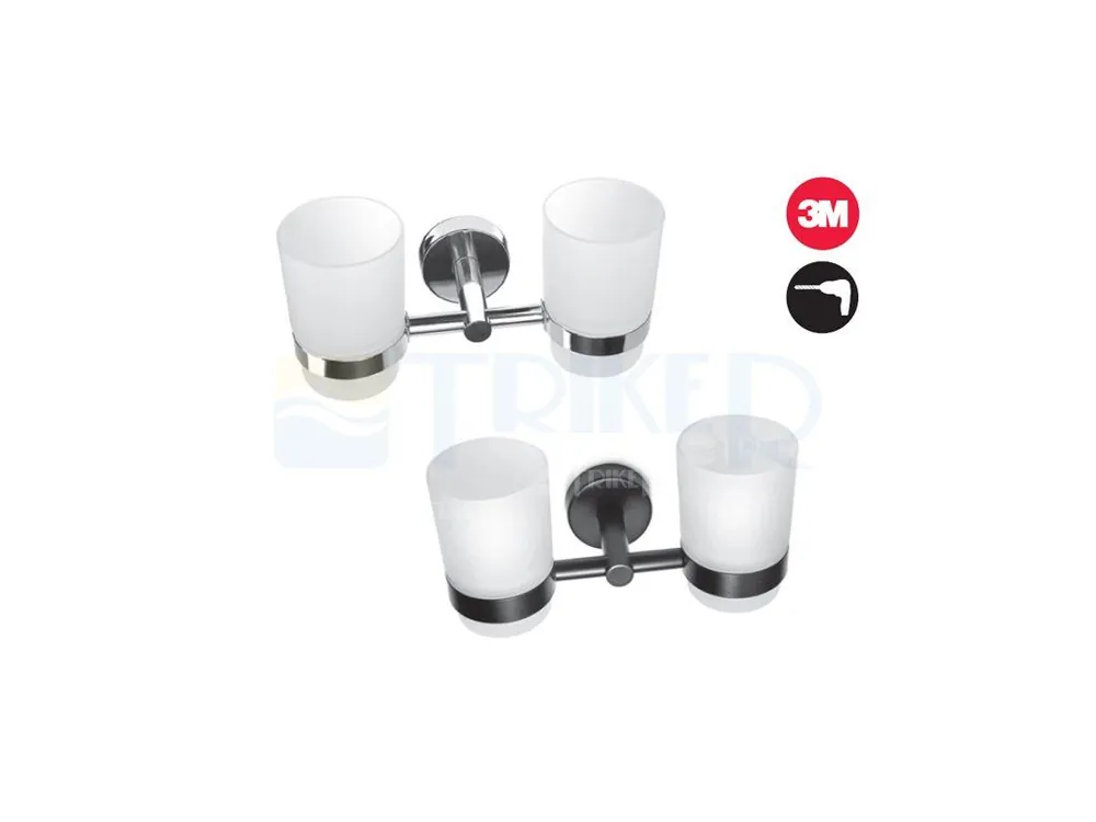 SLZD 15N Držák kartáčků dvojitý nerez/sklo, černý matný Exclusieve Aanbieding