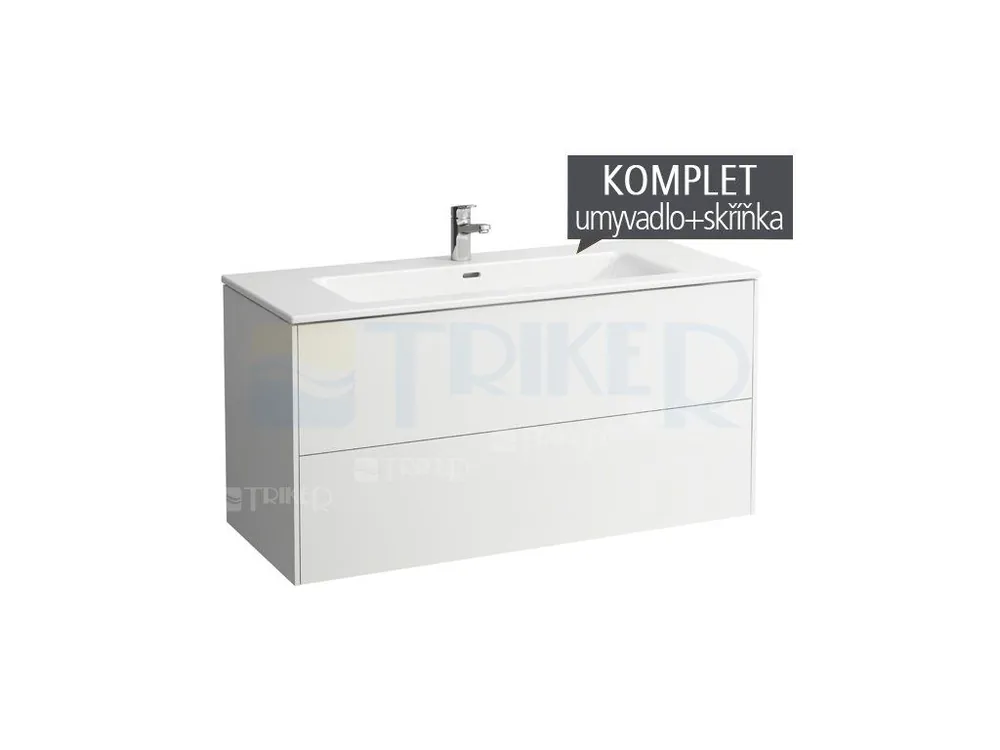Base skříňka s 2 zásuvkami s umyvadlem 120 x 50 cm s otvorem, bílá/mat Flitsaanbieding