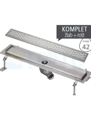 Značkový Žlab nerezový podlahový Sanela SLKN E do prostoru 850 mm, SLKN 17EX, matný