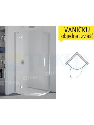 Značkový P3P Sprchové dveře čtvrtkruhové levé R550 800/2000 profil chrom,výplň čiré
