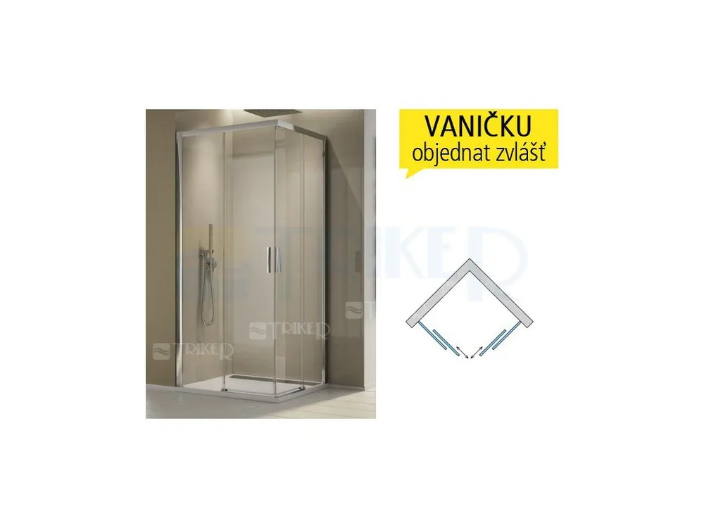 Uitverkoop TLSAC sprchový kout s posuvnými dveřmi 800 (775-810 mm) profil bílý, výplň čiré sklo