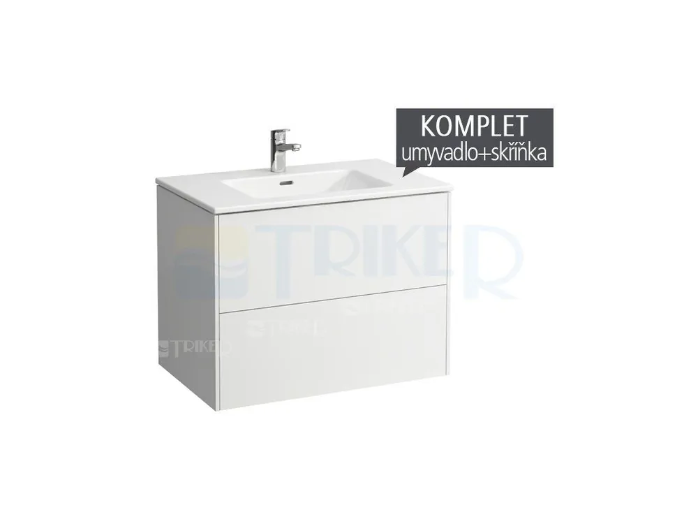 Base skříňka s 2 zásuvkami s umyvadlem 80 x 50 cm s otvorem, bílá/mat Alleen Vandaag