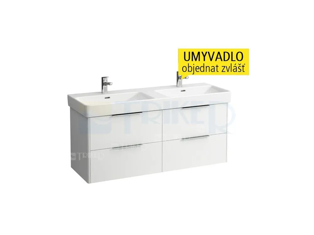 Base skříňka se 4 zásuvkami pod umyvadlo 130 x 46 cm, bílá/lesk Lage Prijs