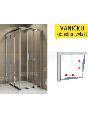 Značkový TOE3 sprchový kout s posuvnými dveřmi 750 (735-760 mm) profil aluchrom, výplň durlux (levý díl)