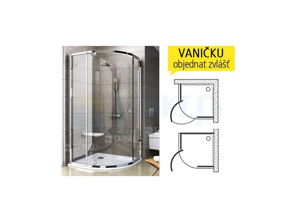 PSKK3 sprchový kout PSKK3-90 R500 (870-895mm) profil bílý/bílý, výplň transparent Koopje