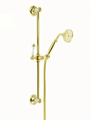 Retro sprchový set Bianchi LIBERTY 6640ORO, posuvná tyč, hadice, ruční kovová sprcha,zlatý Direct Verzonden
