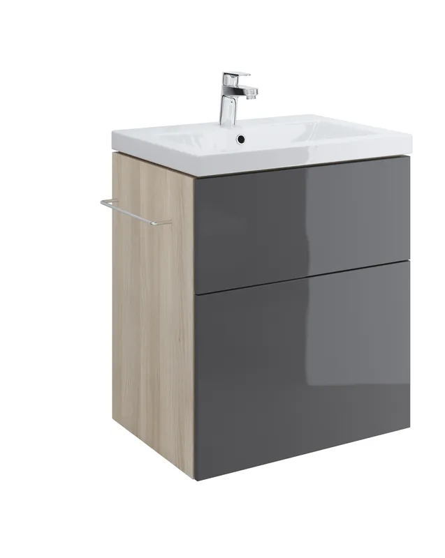 Skříňka Cersanit SMART pod umyvadlo COMO 60 cm, šedá / světlý jasan, S568-019 Laatste Versie