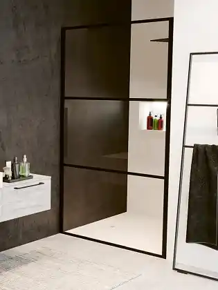 Designové skleněné sprchové dveře do niky Riho GRID GB101, GB1080000, sklo 6 mm, 80 cm Gratis Retour