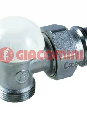 Radiátorové šroubení regulační R29TG, 1/2" x 18, pro svěrné šroubení, hrubý chrom, rohové Merkproduct