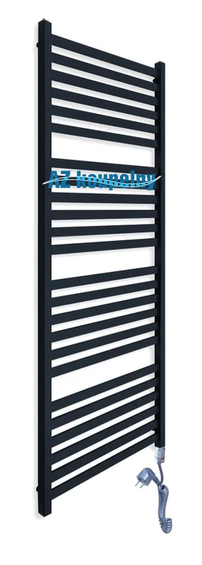 Elektrický topný žebřík hranatý Neriet Capri, s termostatem GTX, 600 x 1436 mm, černá lesk Must-Have