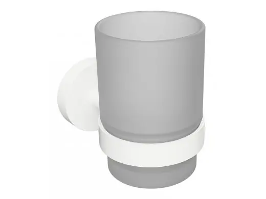 Poslední Šance Skleněný držák kartáčků Bemeta WHITE, 104110014, mosaz / mléčné sklo
