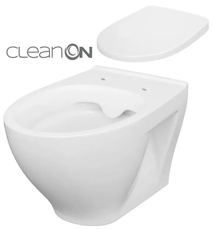 Set závěsné WC mísy (klozetu) Cersanit MODUO Clean on + WC sedátko, K701-262, bílé Nieuw