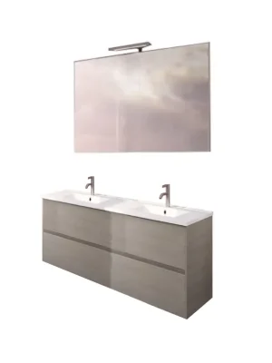 Kup Teď Koupelnová sestava Riho PORTO 120 cm, dub. Skříňka s keramickým dvojumyvadlem a zrcadlem
