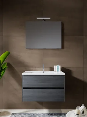 Oblíbený Koupelnová sestava Riho PORTO 80 cm azabache. Skříňka s umyvadlem WAVE, zrcadlo,LED světlo