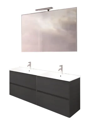 Must-Have Koupelnová sestava Riho PORTO 120 cm,Azabache. Skříňka s keramickým dvojumyvadlem, zrcadlo