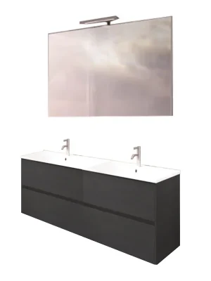 Koupelnová sestava Riho PORTO 120 cm, Azabache. Závěsná skříňka s dvojumyvadlem, zrcadlo Objednat Nyní