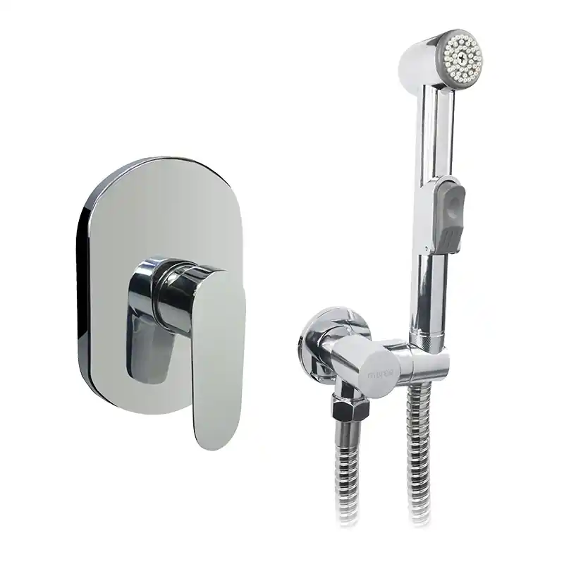 Shop Nu Podomítková baterie s bidetovou sprškou Mereo VIANA CBE60105BS, s oválným krytem, chrom