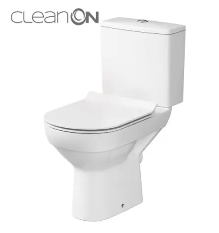 WC kombi Cersanit CITY K35-037, splachování Clean On, duroplastové antibakteriální sedátko slim - pomalupadající SoftClose Shop Nu