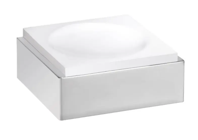 Mýdlenka s konzolí na zeď Bemeta GAMMA designová, hranatá, 145508312, chrom / bílá Tijdelijk Beschikbaar