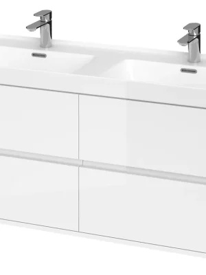 Levný Skříňka se zásuvkami pod keramické dvojumyvadlo Cersanit CREA 120 cm, S931-001, bílá lak