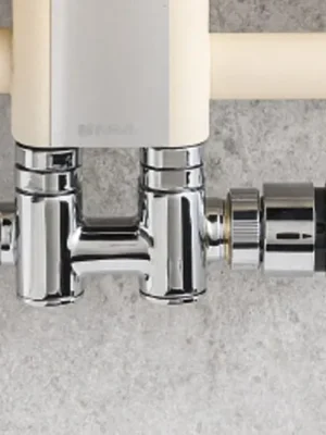 Premium Připojovací sada ke koupelnovým žebříkům TWIN COMBI chrom, středové připojení 50 mm s možností vložení elektrické topné tyče