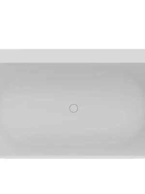 Designová volně stojící vana do koupelny ke zdi Riho VALOR BACK2WALL se dvěma zaoblenými rohy, litý mramor, 180 x 80 cm / 350 l, bílá matná Express Levering