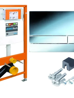 Podomítkový modul JOMOTech s rámem pro závěsné WC, včetně tlačítka Exclusive chrom lesk Rechtstreeks Van De Fabrikant