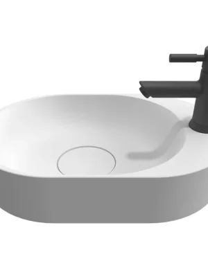 Vrácení Zdarma Oválné umyvadlo na desku RIHO Valor Tray, Solid Surface litý mramor, 48 x 32 x 10 cm, bílé