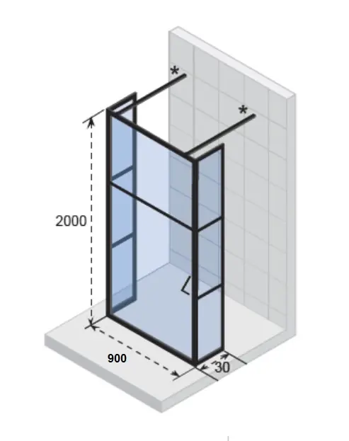 Zlevněný Pevná skleněná sprchová zástěna Riho GRID GB404, GB3090030, čiré sklo 6 mm, 90 x 200 cm