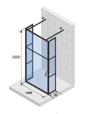 Pevná skleněná sprchová zástěna Riho GRID GB404, GB3140030, čiré sklo 6 mm, 140 x 200 cm Odeslání Ihned