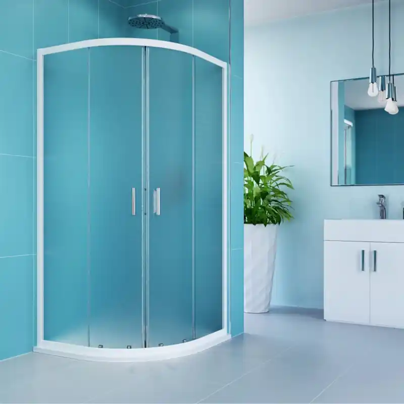 Sprchový kout i do paneláku Mereo Kora, čtvrtkruh 80 cm, poloměr R550, profil bílý ALU, sklo Grape 5 mm Výprodej